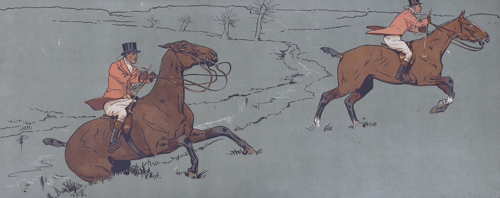 Cecil Aldin and another, two prints, hunting scenes, largest, 70 x 27cm